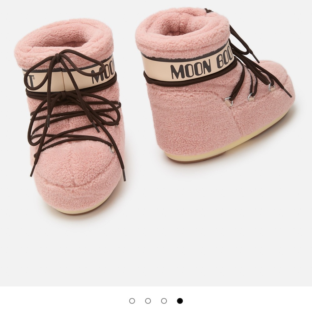 Moon Boot Pink Cozy Fleece Lace-Up Boots